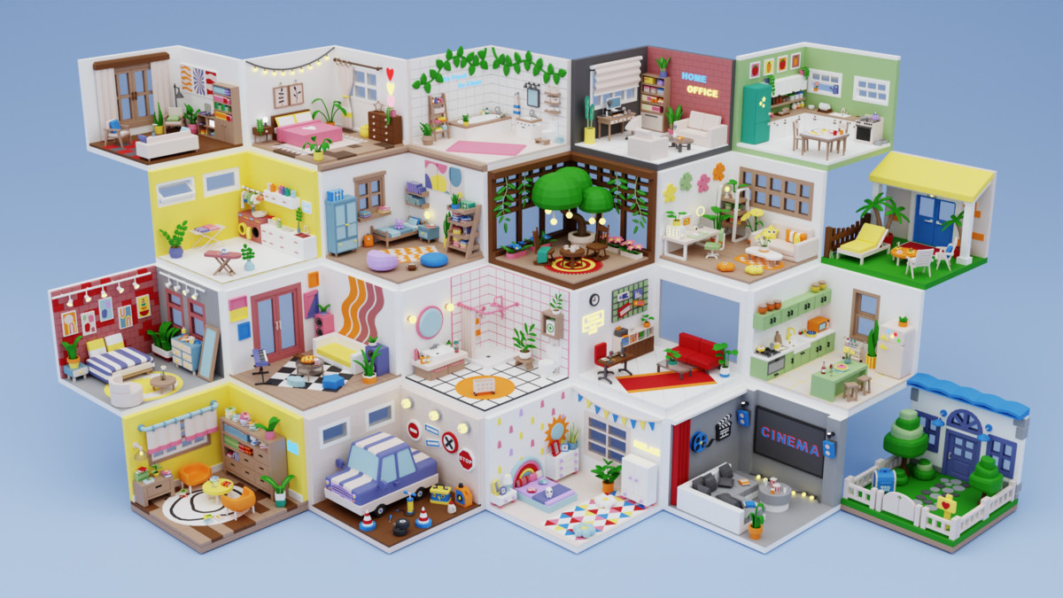 Low Poly Rooms Interiors 3 - Stylized Asset Pack