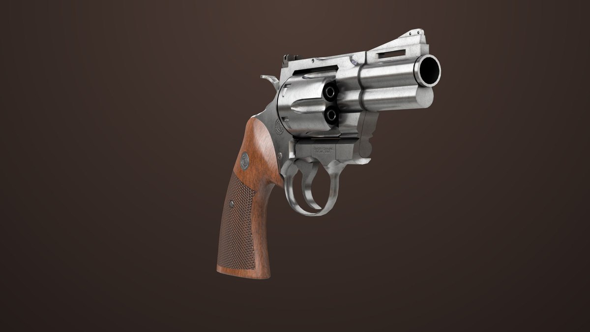 Revolver 05 Small Silver with Bullet URP HDRP Textures