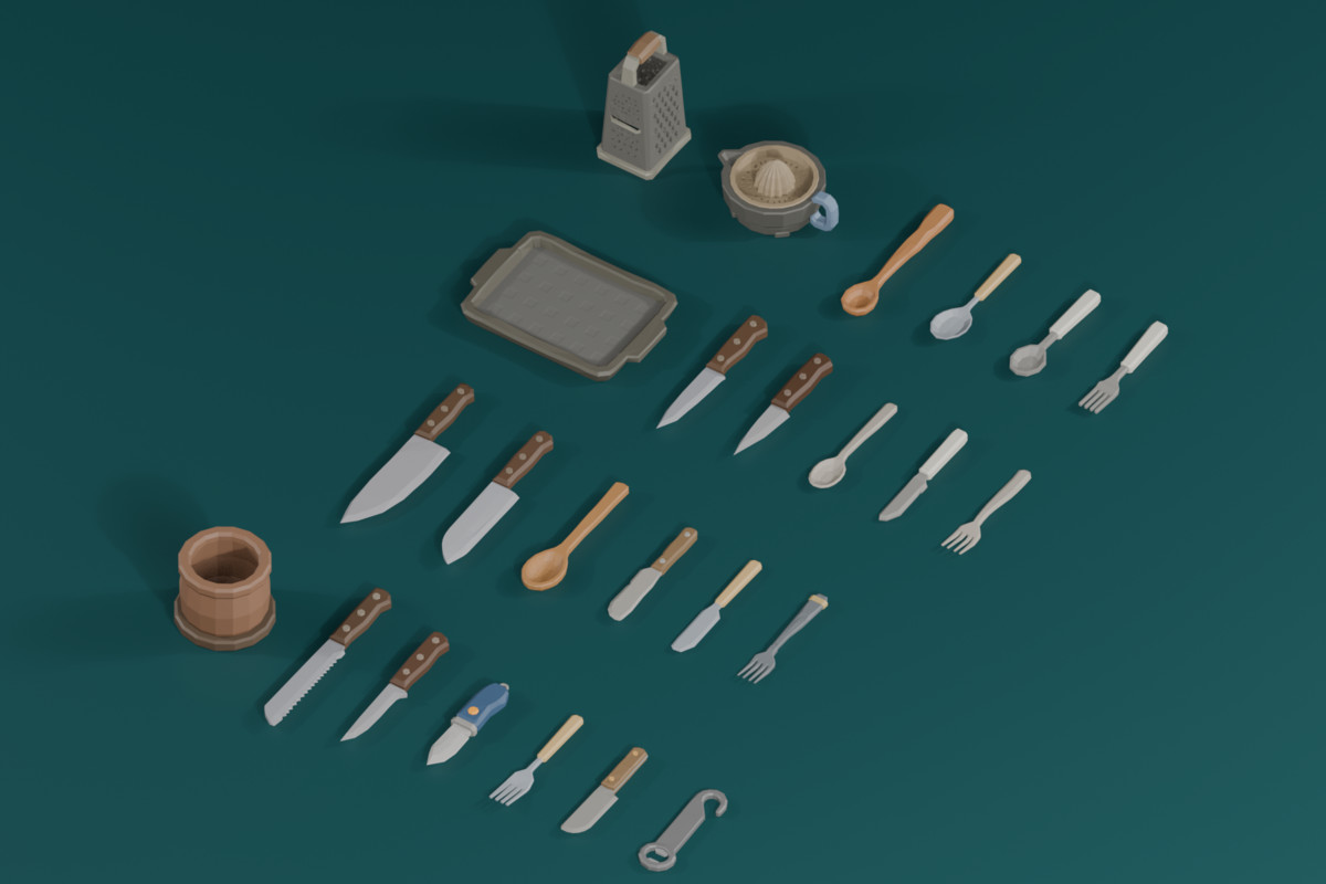 Low Poly Stylized Kitchen Bundle