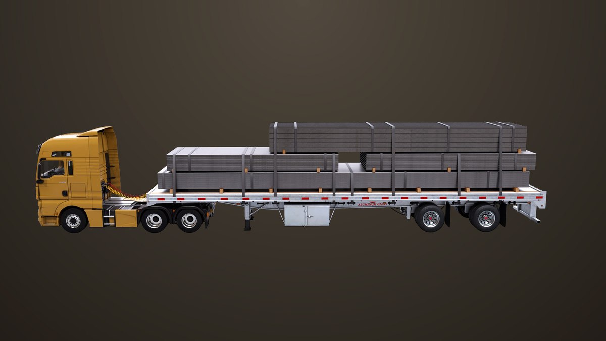 Heavy Truck 04 Flatbed Load Trailer URP HDRP Textures