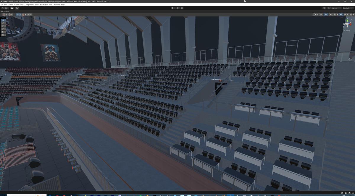 MMA Arena Stadium Interior - Octagon Fight Championship Nodular 3D Level