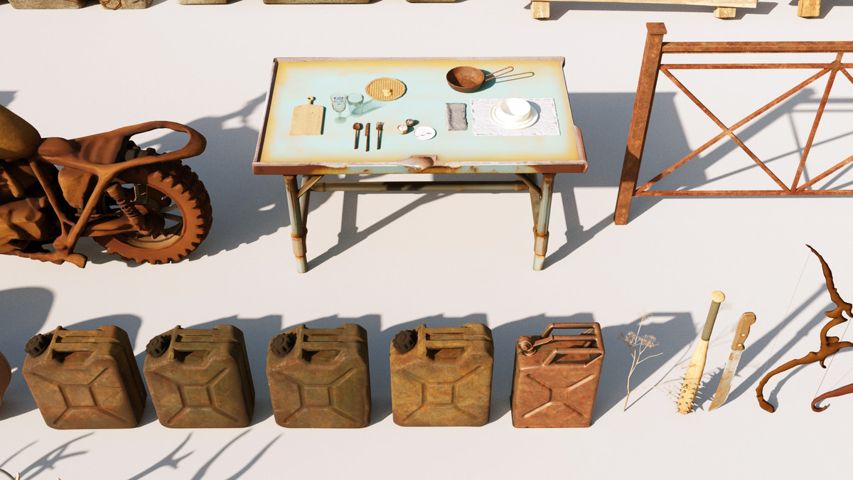 Post-Apocalyptic Survival Urban City Props and Road Signs Pack - 135 3d Models