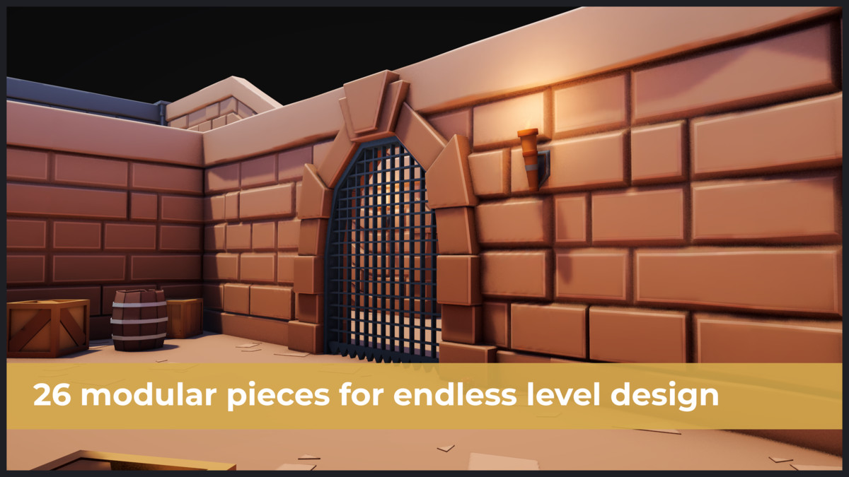 Modular Dungeon & Castle Pack – Stylized Low Poly