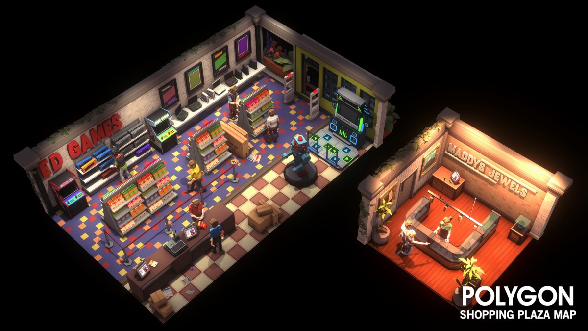 POLYGON - Shopping Plaza Map - Art by Synty
