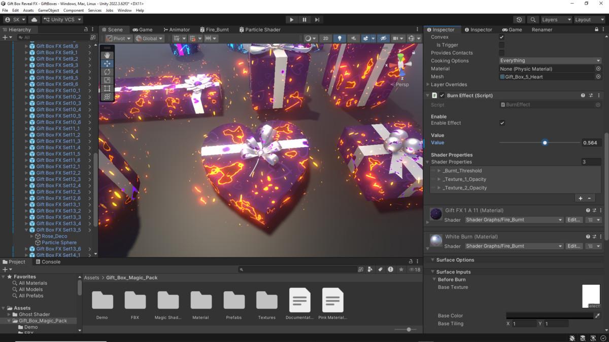 Gift Boxes with Magical Shader (Burn & Reveal)