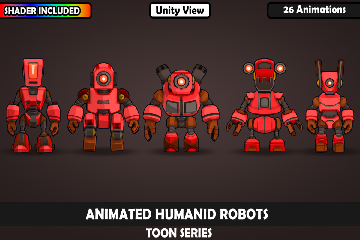 Animated Toon Robot Characters Vol. 2 – 5 Stylized Robots