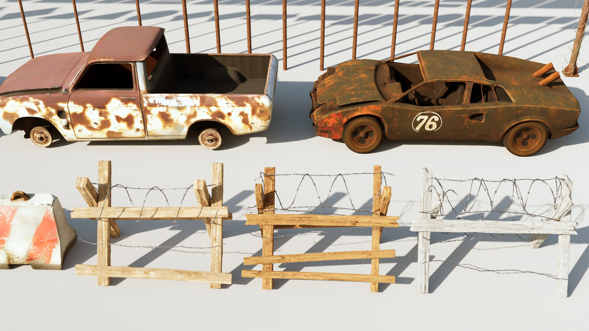 Post-Apocalyptic Survival Urban City Props and Road Signs Pack - 135 3d Models