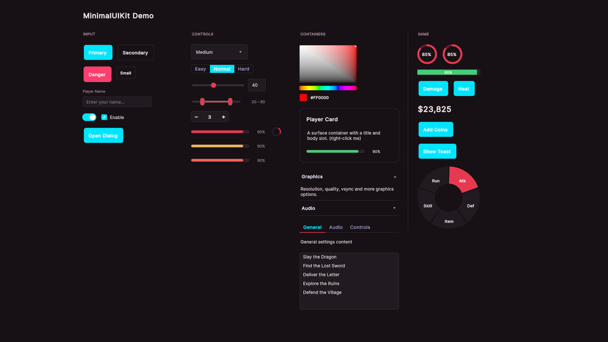 MinimalUIKit - UI Toolkit Component Kit