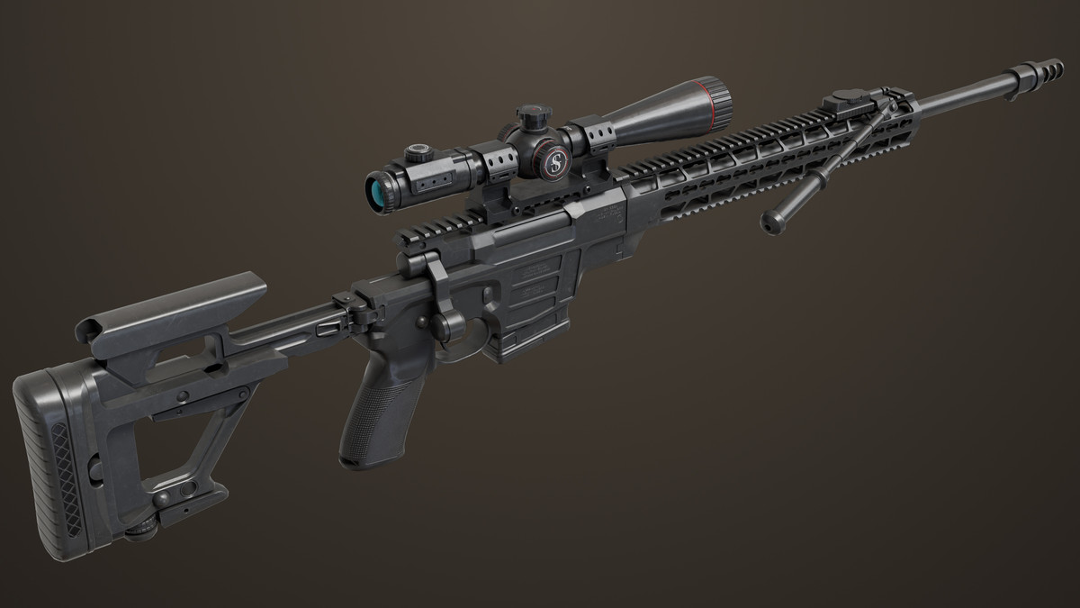 Sniper Rifle 04 Black URP HDRP Textures