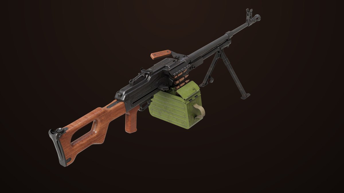 Machine Gun 11 Wood handle URP HDRP Textures