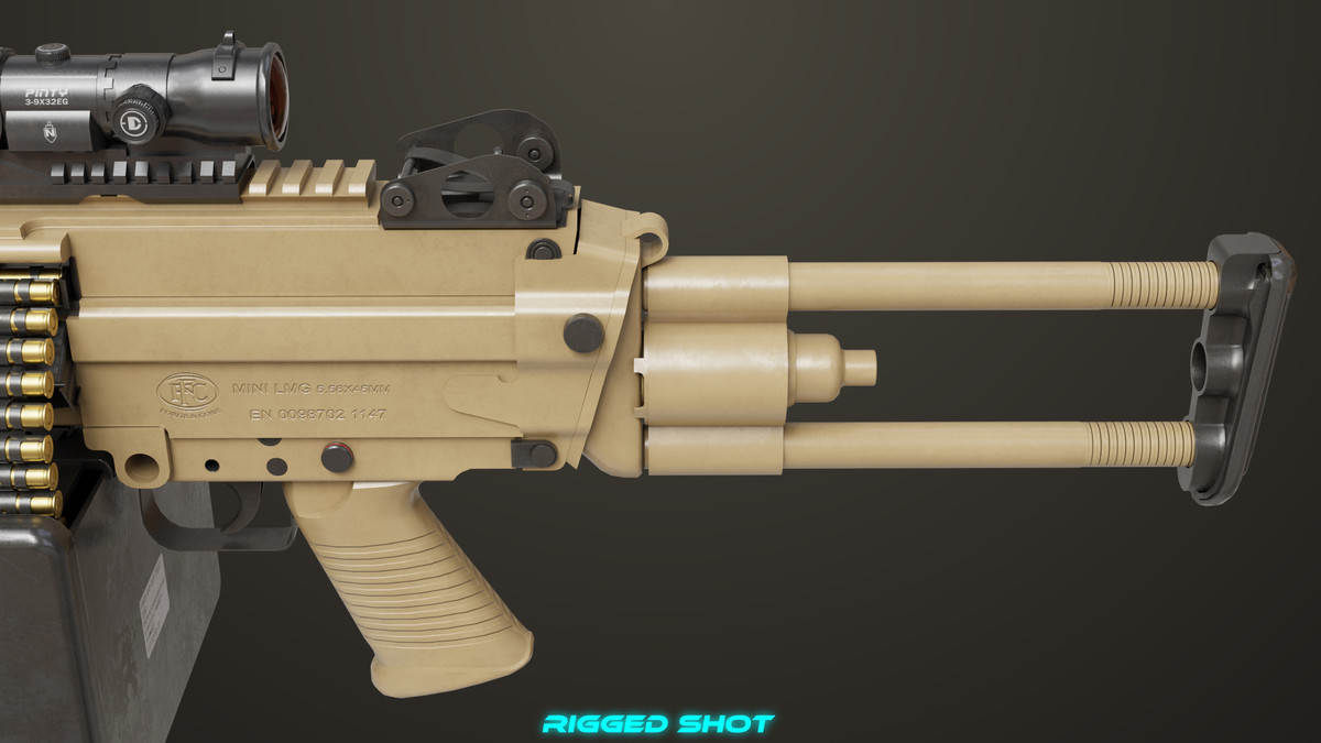 Machine Gun Sandal and Black Ammo Box URP HDRP Textures