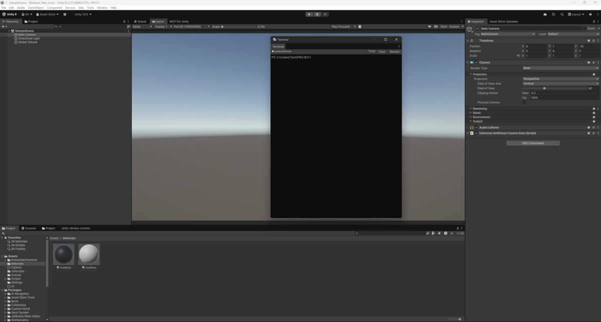 Editor Terminal for Unity (Windows)