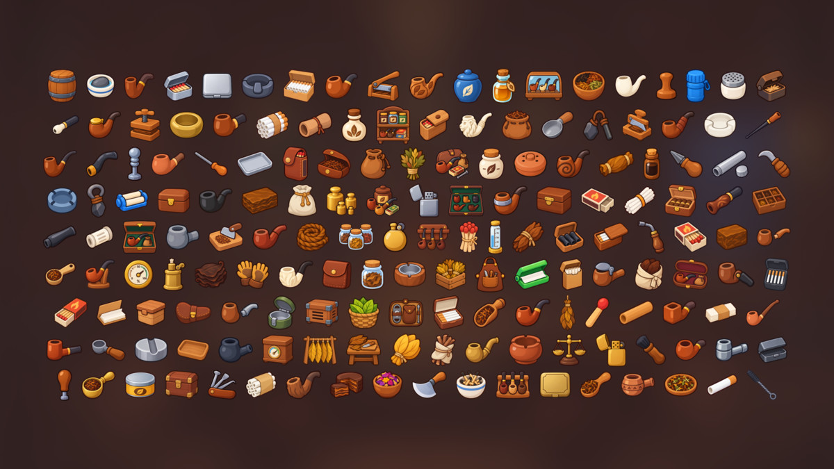Tobacco Smoking Cigars Cigarettes Pipes Tobacco Shop Icons Pack