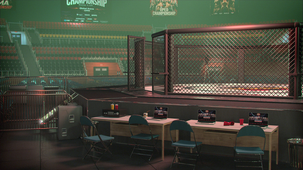 MMA Arena Stadium Interior - Octagon Fight Championship Nodular 3D Level