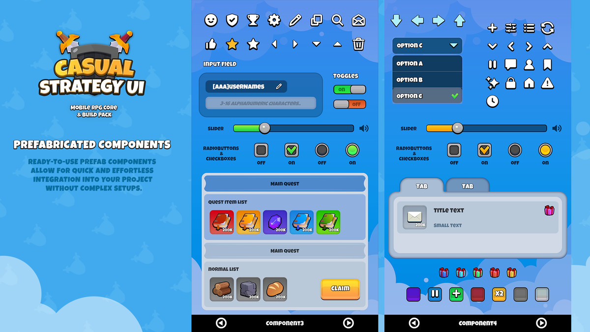 Casual Strategy UI Kit - Mobile RPG Core & Build Pack
