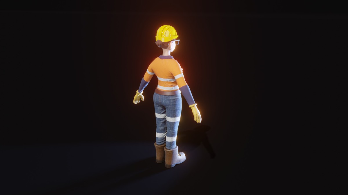 Stylized Female Worker 3D Model – Animated & Customizable (Game-Ready, Built-In)