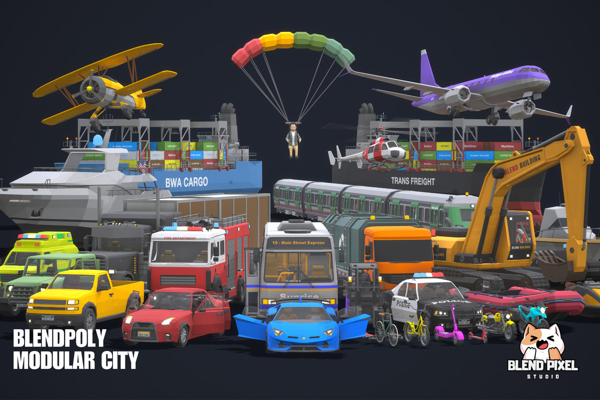 BlendPoly Modular City - Low Poly Assets