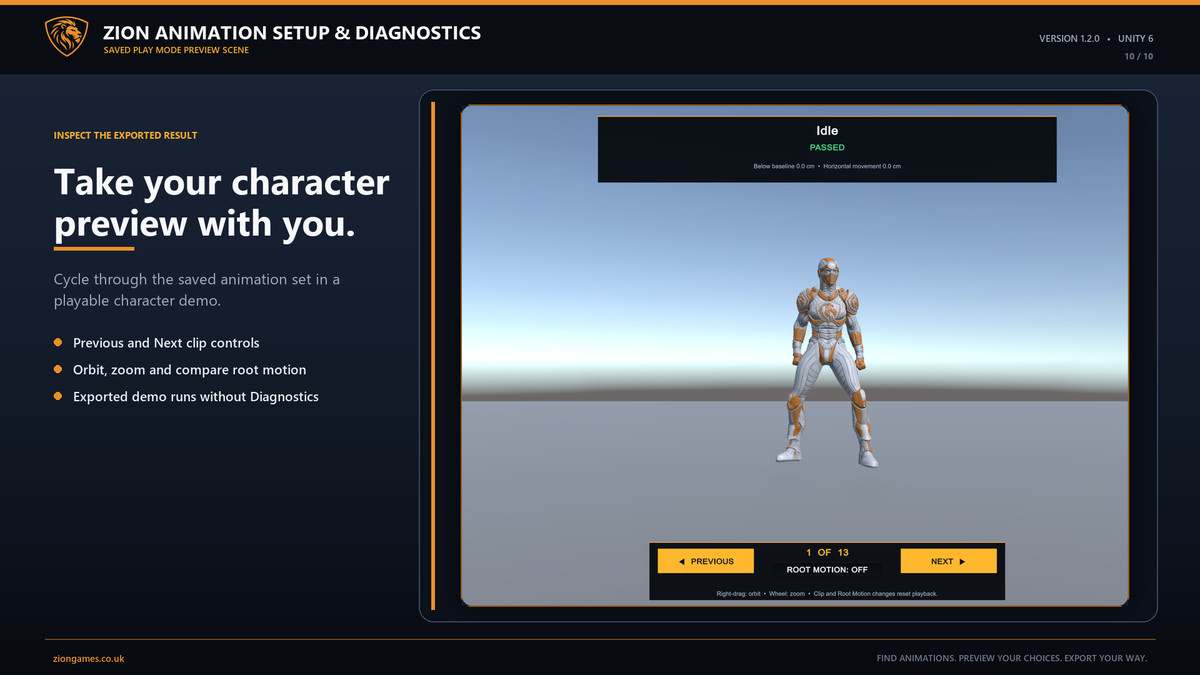 Zion Animation Setup & Diagnostics