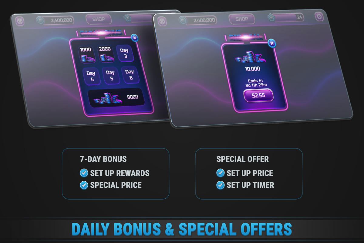 MK Slot Machine Kit • Modern Neon Casino Template