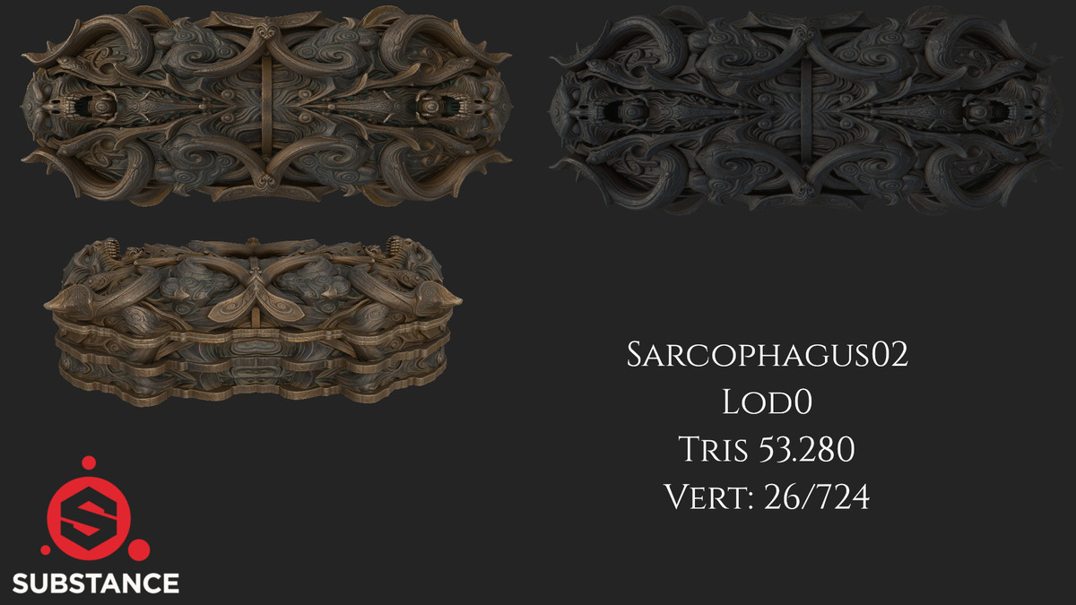 4 Dark Fantasy Sarcophaguses / Sarcophagi