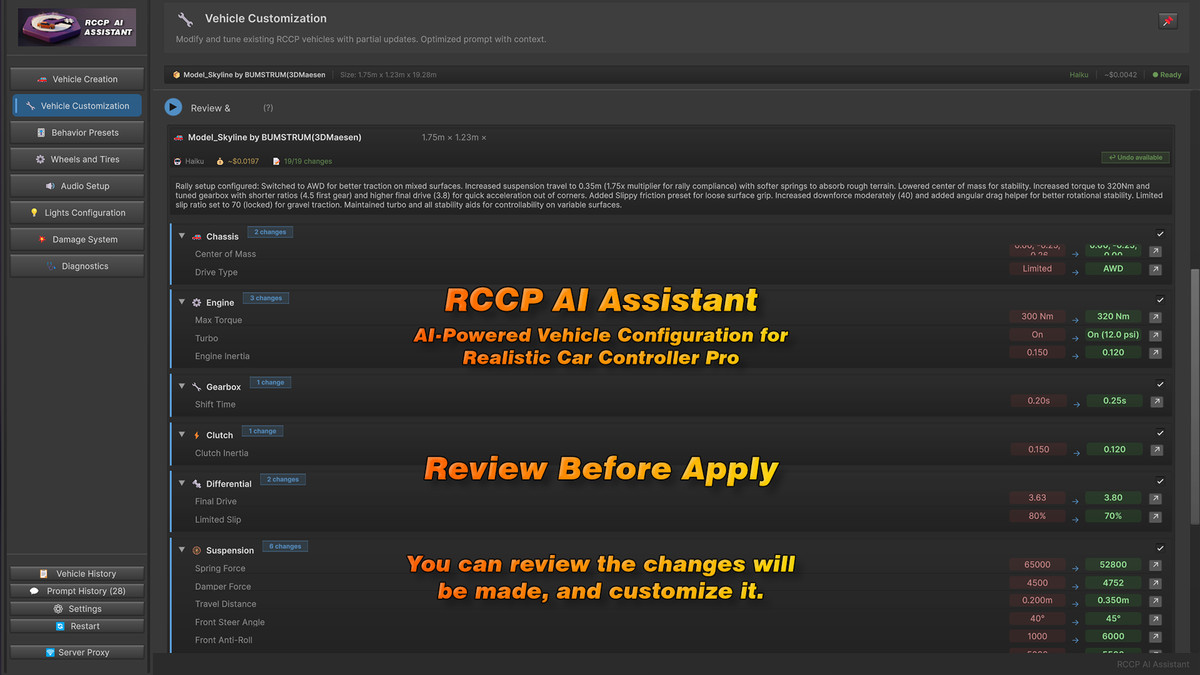RCCP AI Assistant (Realistic Car Controller Pro Copilot)