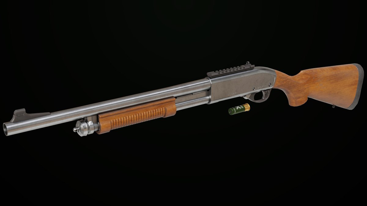 Long Shotgun 01 Wood and Black Single Mat URP HDRP Textures