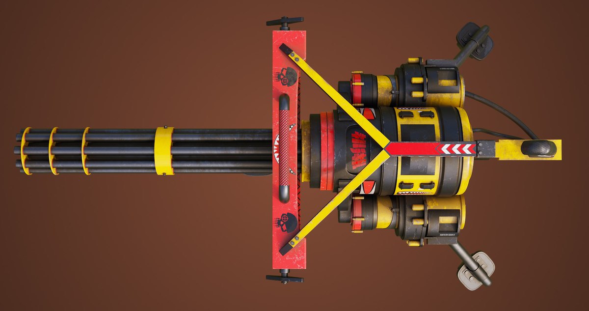 Minigun Machine Gun RED URP HDRP