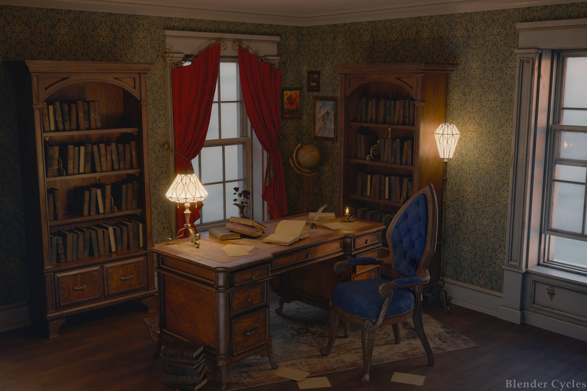 Vintage Velvet Mahogany Office Set