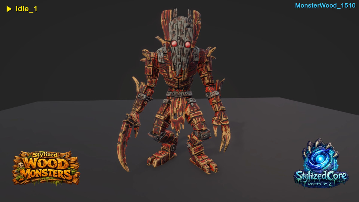 Stylized Wood Monster – Reaper Variant (Animated, LOD, Skins)