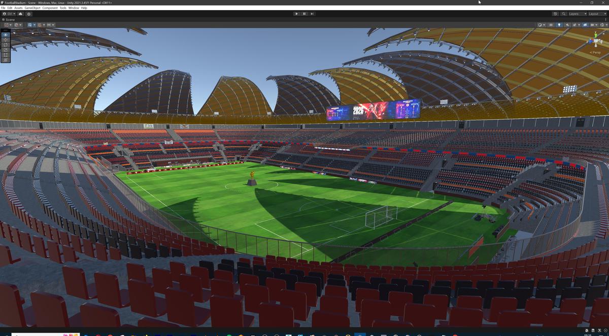 Modular Soccer Football Stadium Arena With 4 Roofs - Sport Environment 3d Level