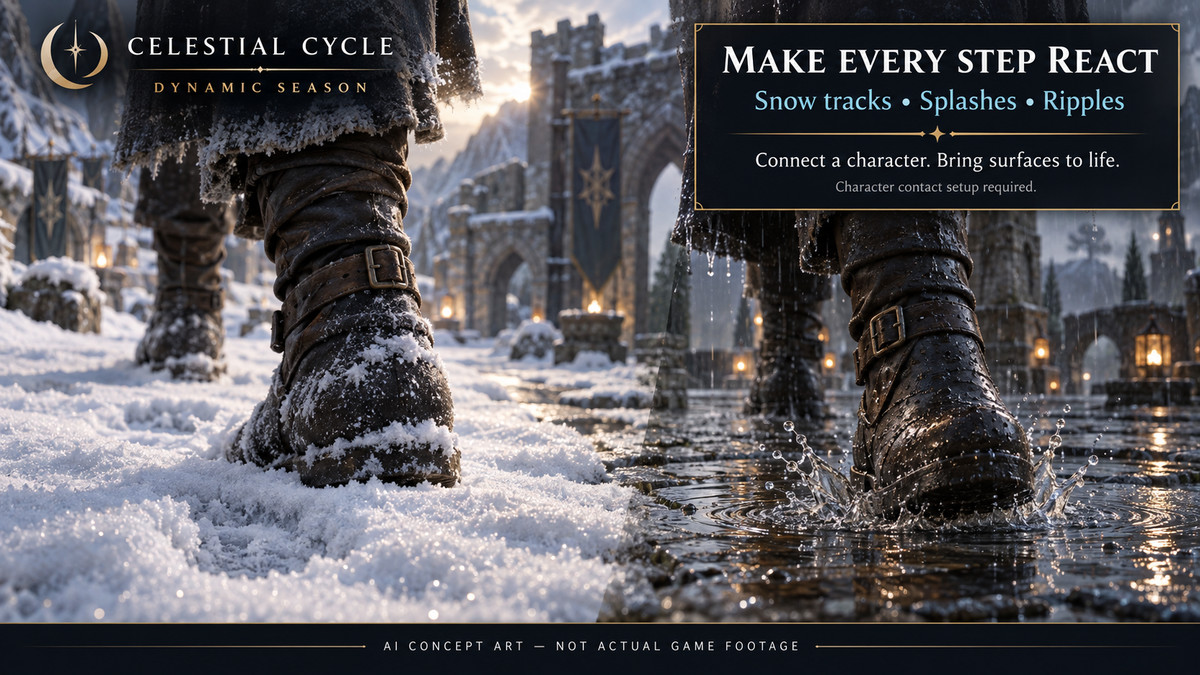 Celestial Cycle: Dynamic Season – URP Snow, Rain & Footprints