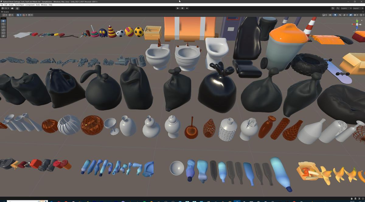 Lowpoly Stylized Street Garbage, Junk, Trash and Waste Set - 328 gameready props