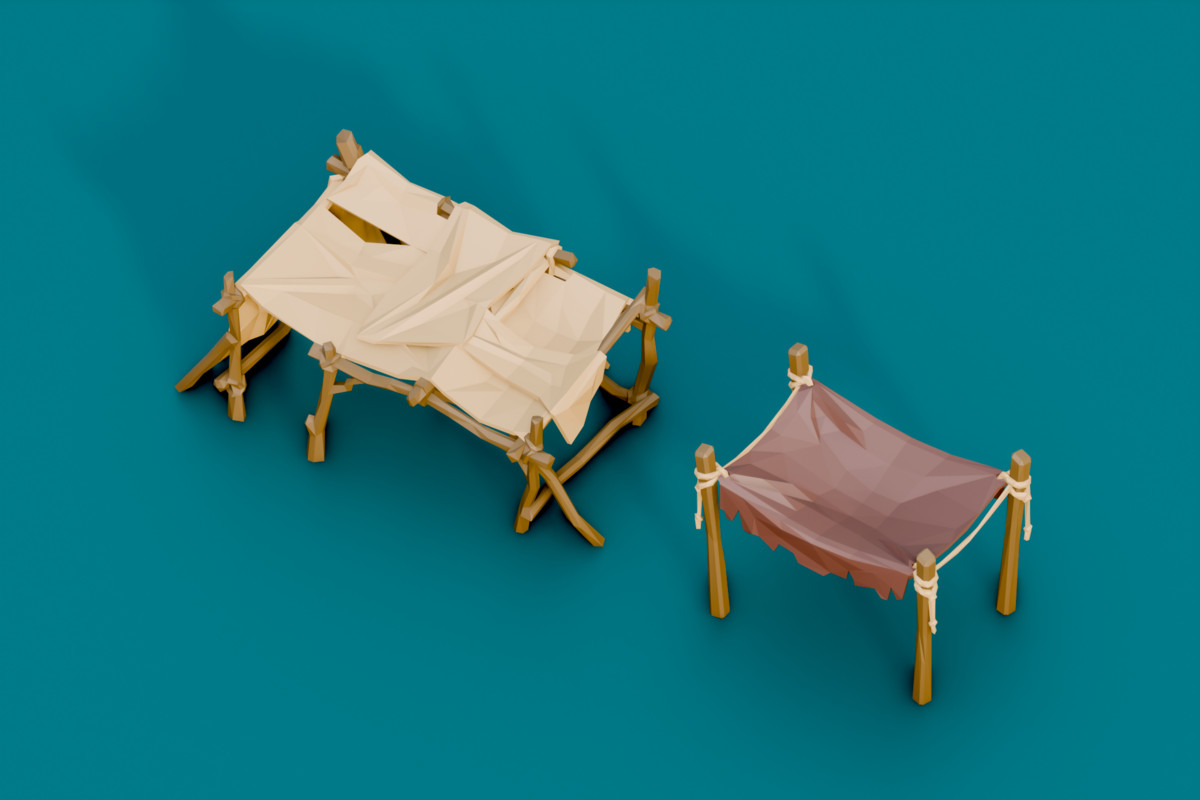Low Poly Modular Medieval Houses Kit