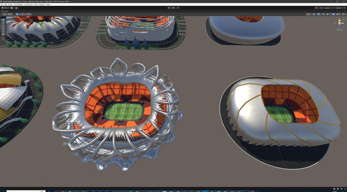 Stylised Sport Stadium Collection - 12 Low Poly Modular 3d Assets