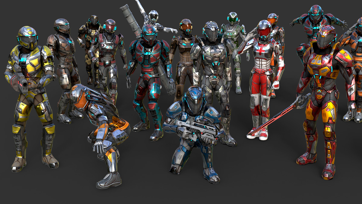 Low-Poly Sci-Fi Space Marines Bundle