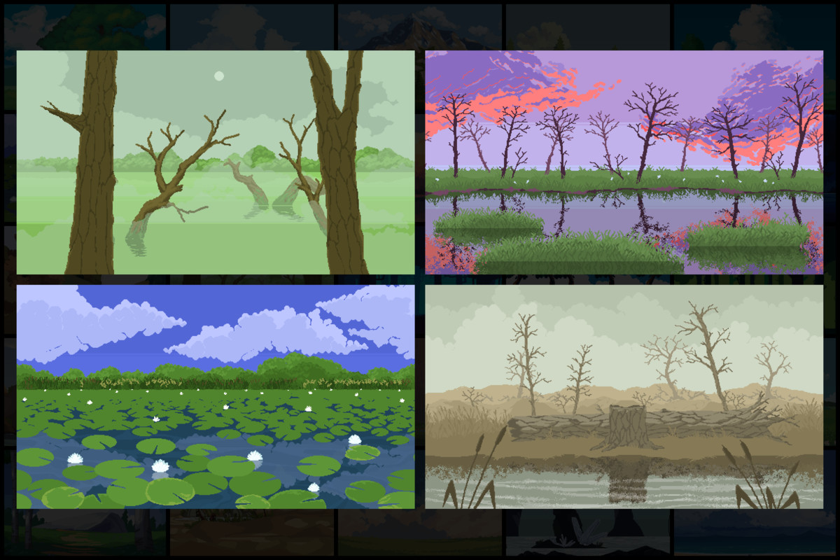 56 Nature Backgrounds Pixel Art