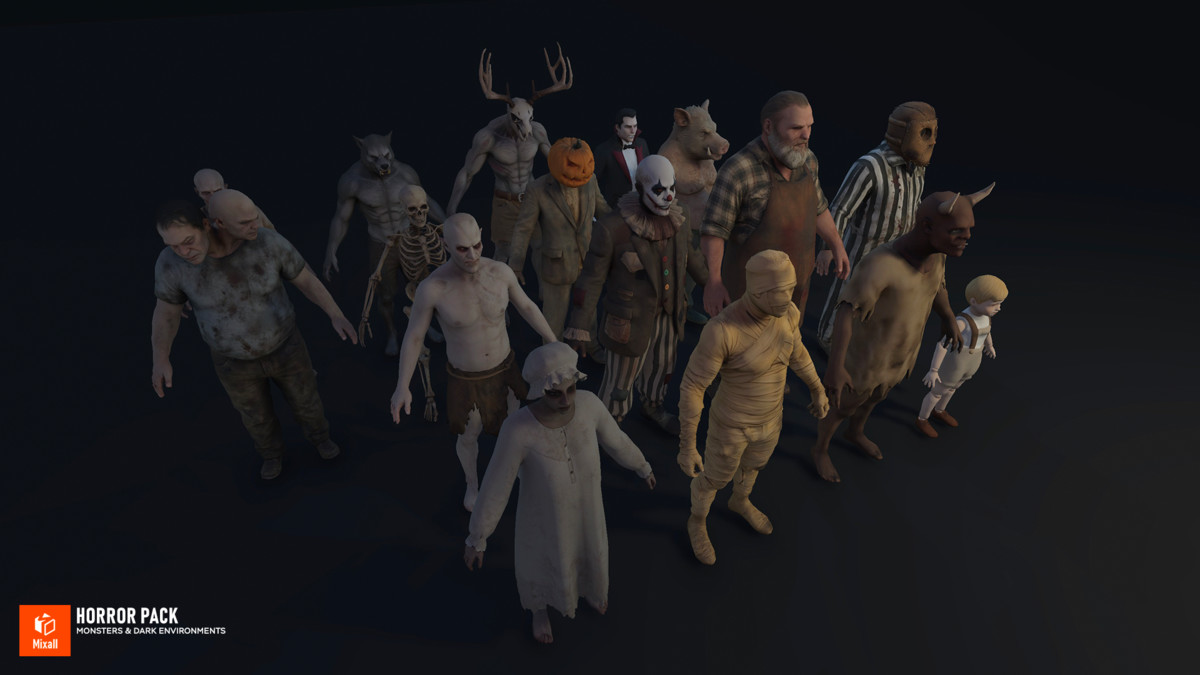 Undead Horror Pack: 17 Characters + 3 Haunted Environments