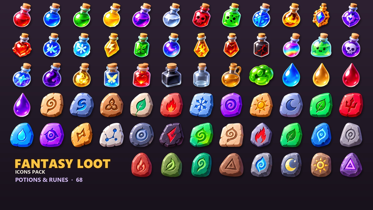Fantasy Loot Icons - 462 RPG Items, Gems & Potions