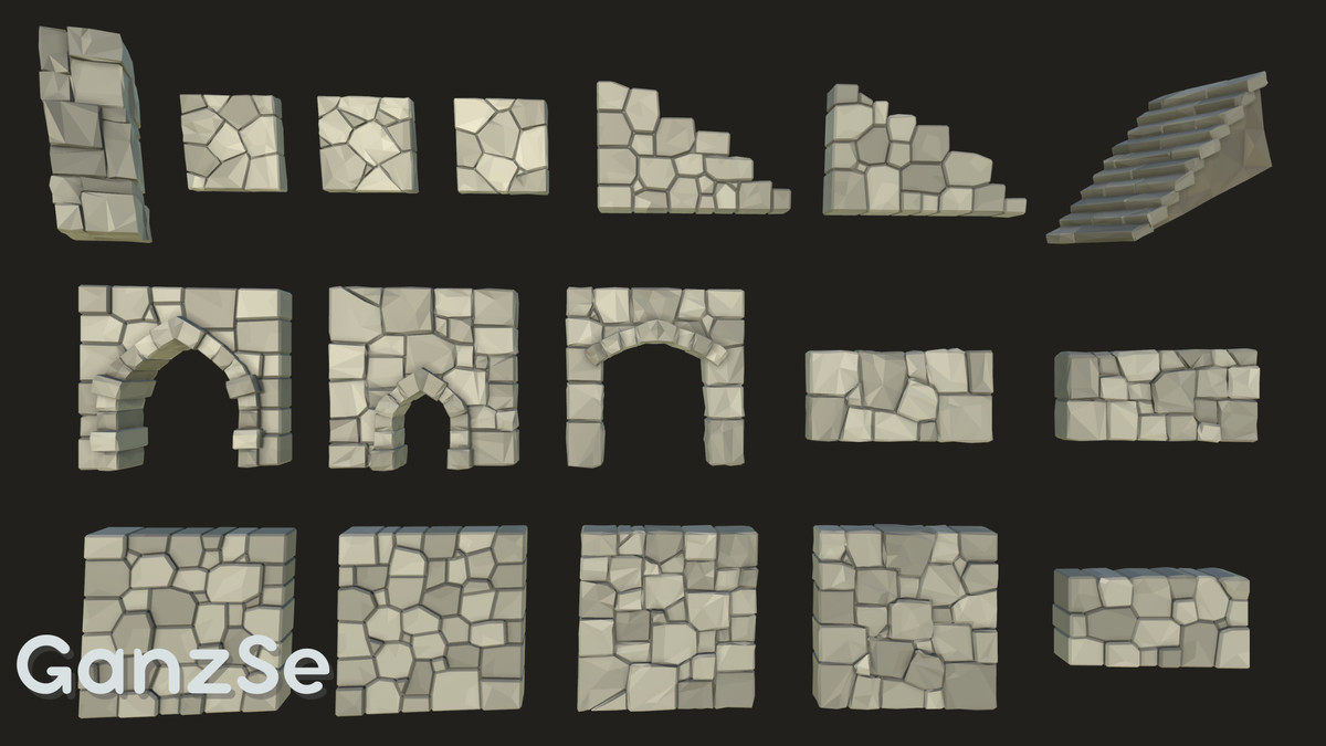 GanzSe Ruin Frontier Outpost - Modular Low Poly Environment