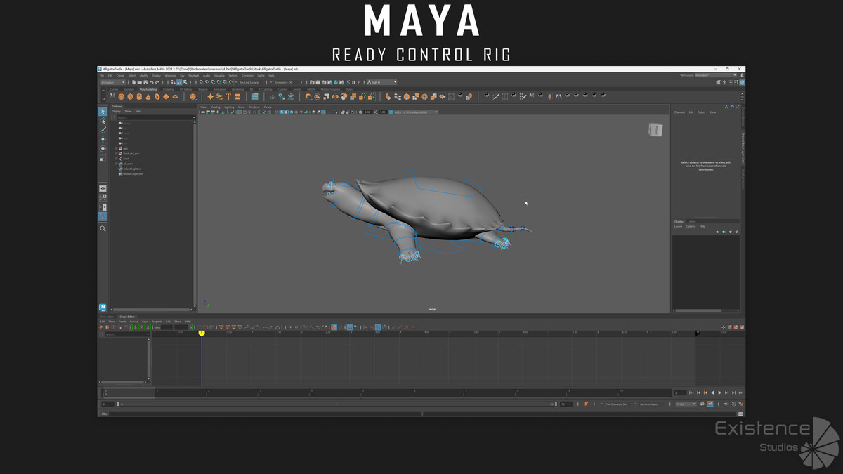 Alligator Turtle Predator - Animated Realistic Underwater Reptile