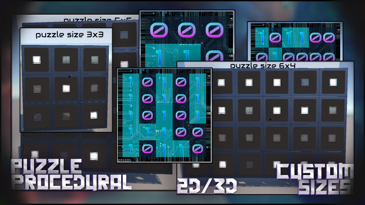 Procedural Puzzle 2D/3D Generation with Custom Matrix Sizes
