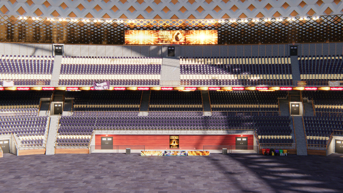 Golden Concert Arena Stadium 3D Model - Futuristic Environment with Stage, Props