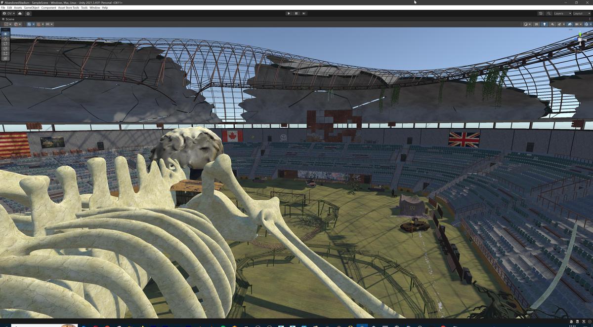 Abandoned Post-Apocalyptic Football Stadium - Modular Environment 3d Level