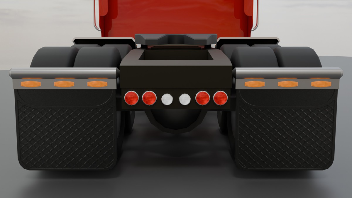 American Semi Truck with Flatbed Trailer & Cable Reel Cargo