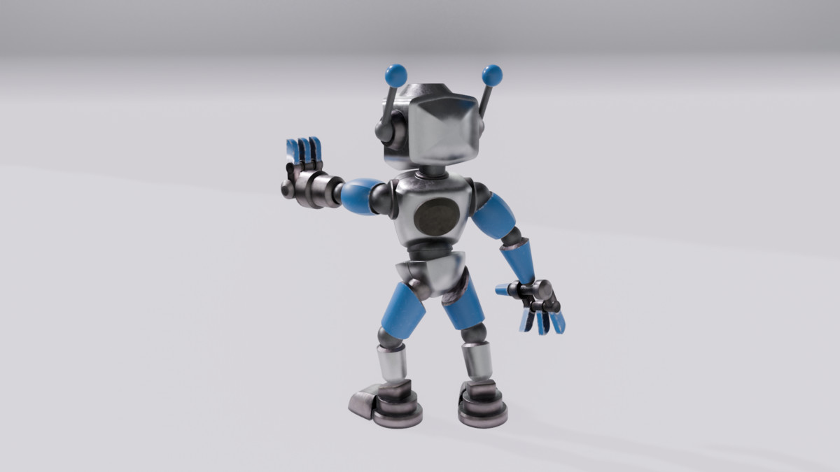Stylized Rigged Robot with 3 Head variations