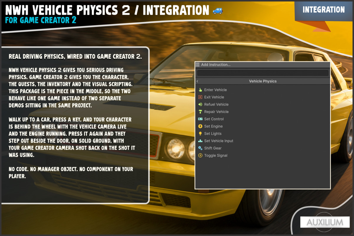 NWH Vehicle Physics 2 Integration for Game Creator 2