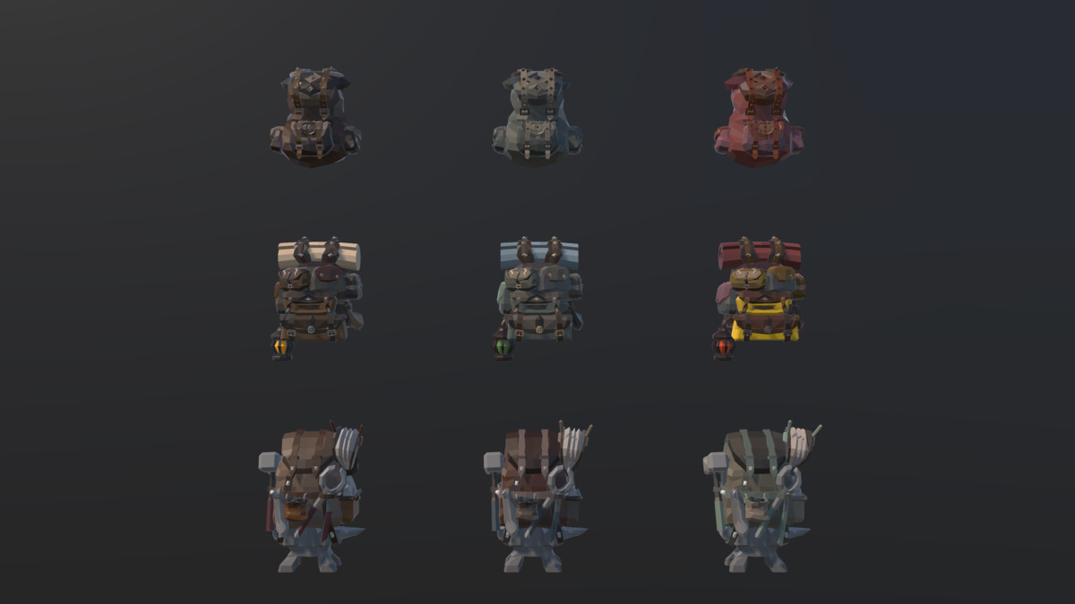 GanzSe Fantasy Low Poly Backpacks Pack Vol.1