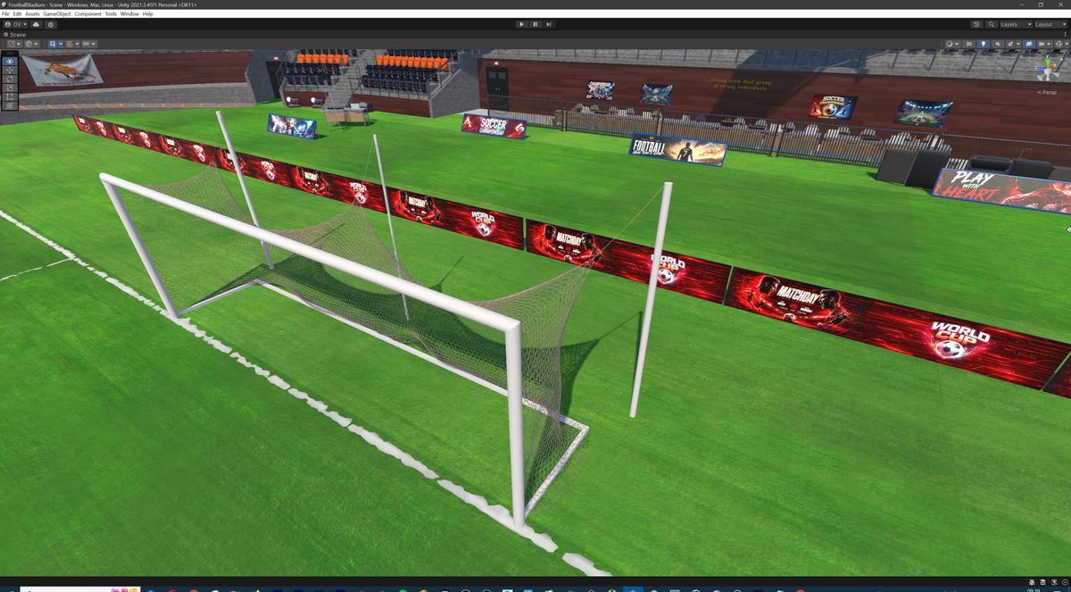 Modular Soccer Football Stadium Arena With 4 Roofs - Sport Environment 3d Level