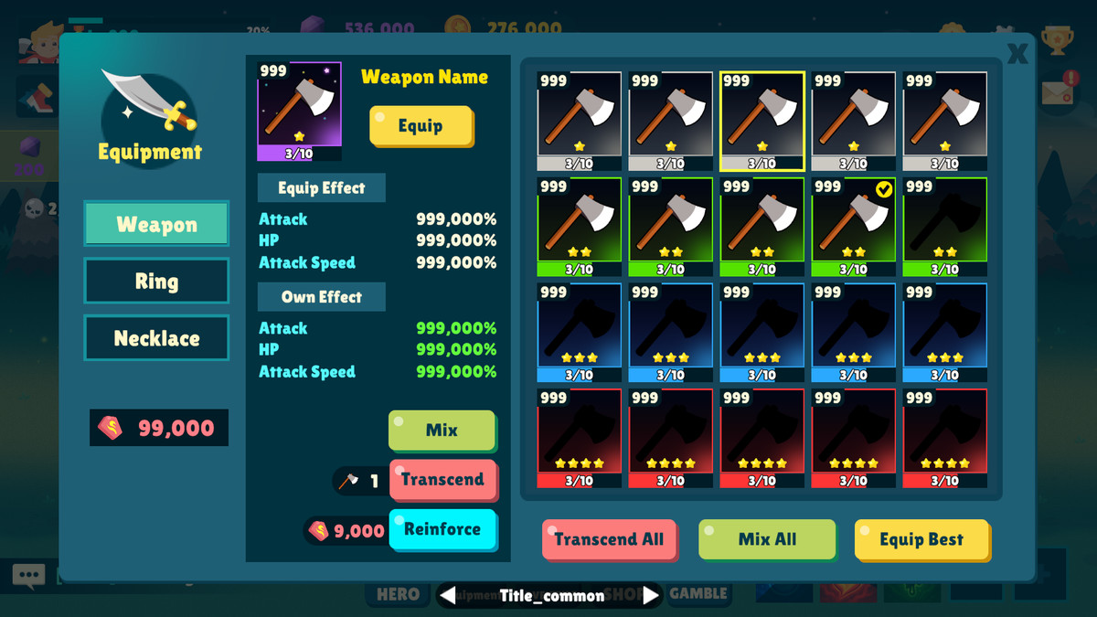 Idle Game Horizontal UI Kit