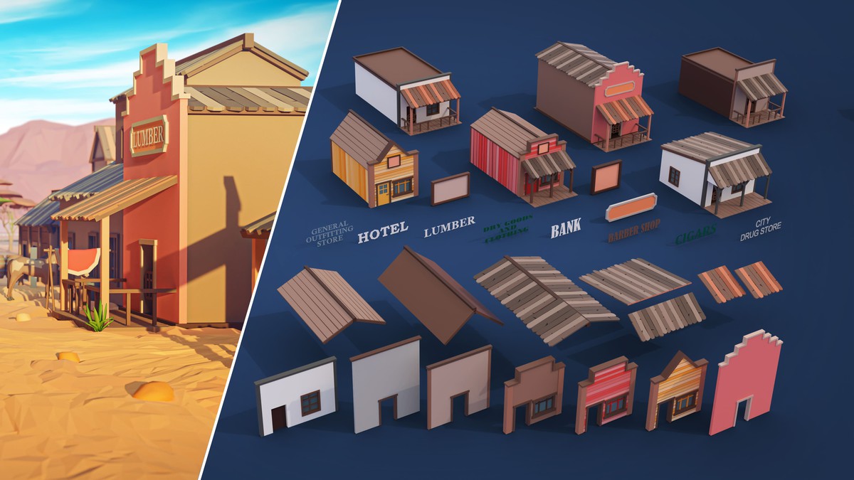 Wild West - Low Poly 3D Models Pack